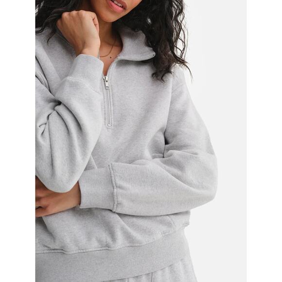 MATE the Label 100% Organic Cotton 1/4 Zip Up Sweatshirt L GRAY $158 - Picture 2 of 8